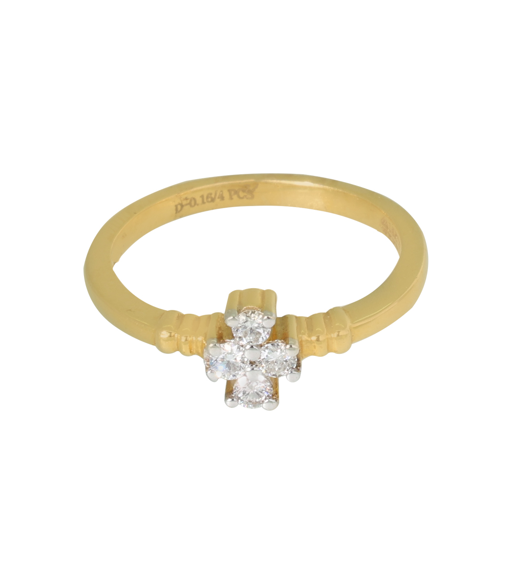 Golden Petal Cross Diamond Ring
