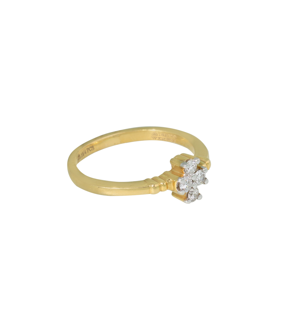 Golden Petal Cross Diamond Ring