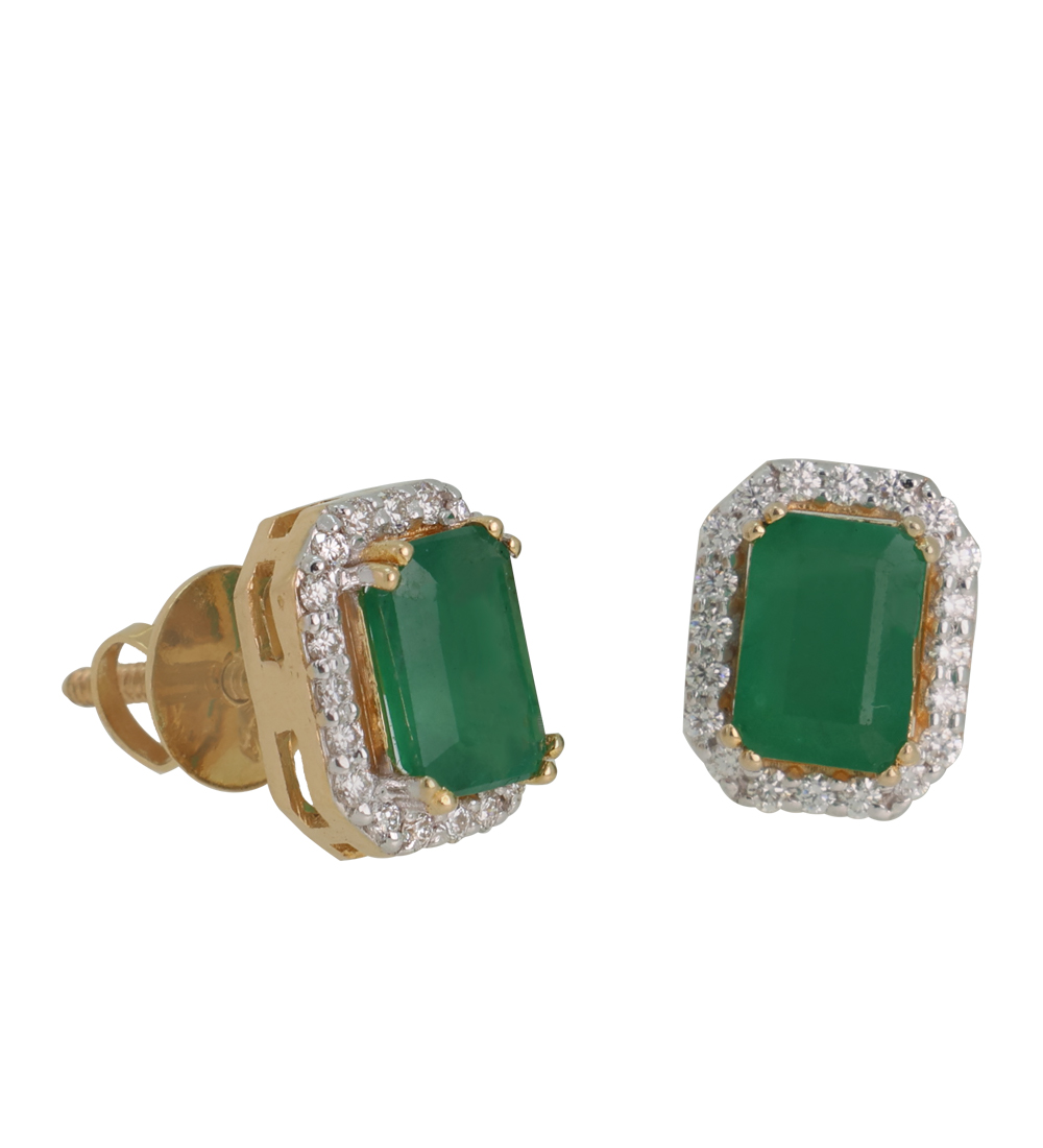 Emerald Elegance Diamond Studs