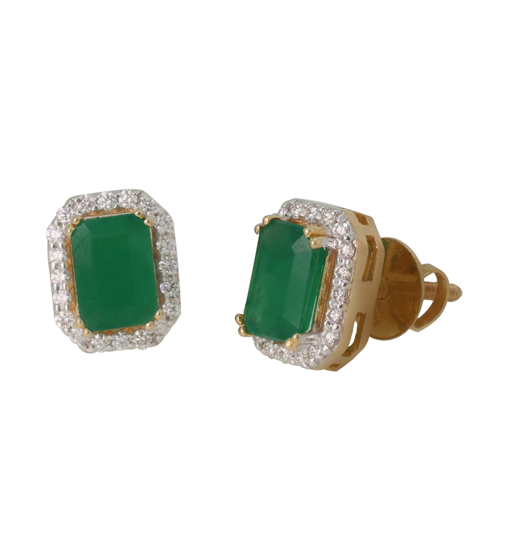 Emerald Elegance Diamond Studs