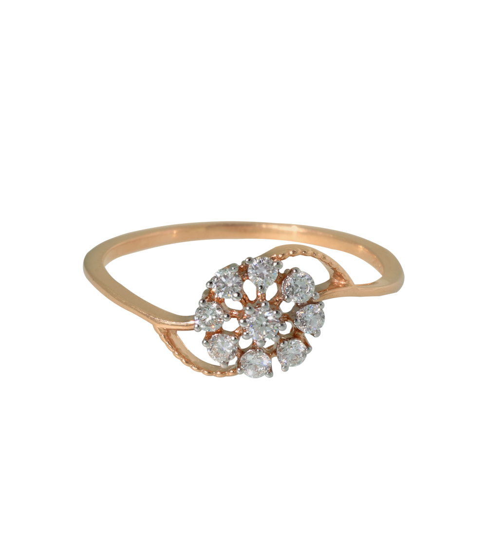 Floral Cluster Rose Gold Diamond Ring