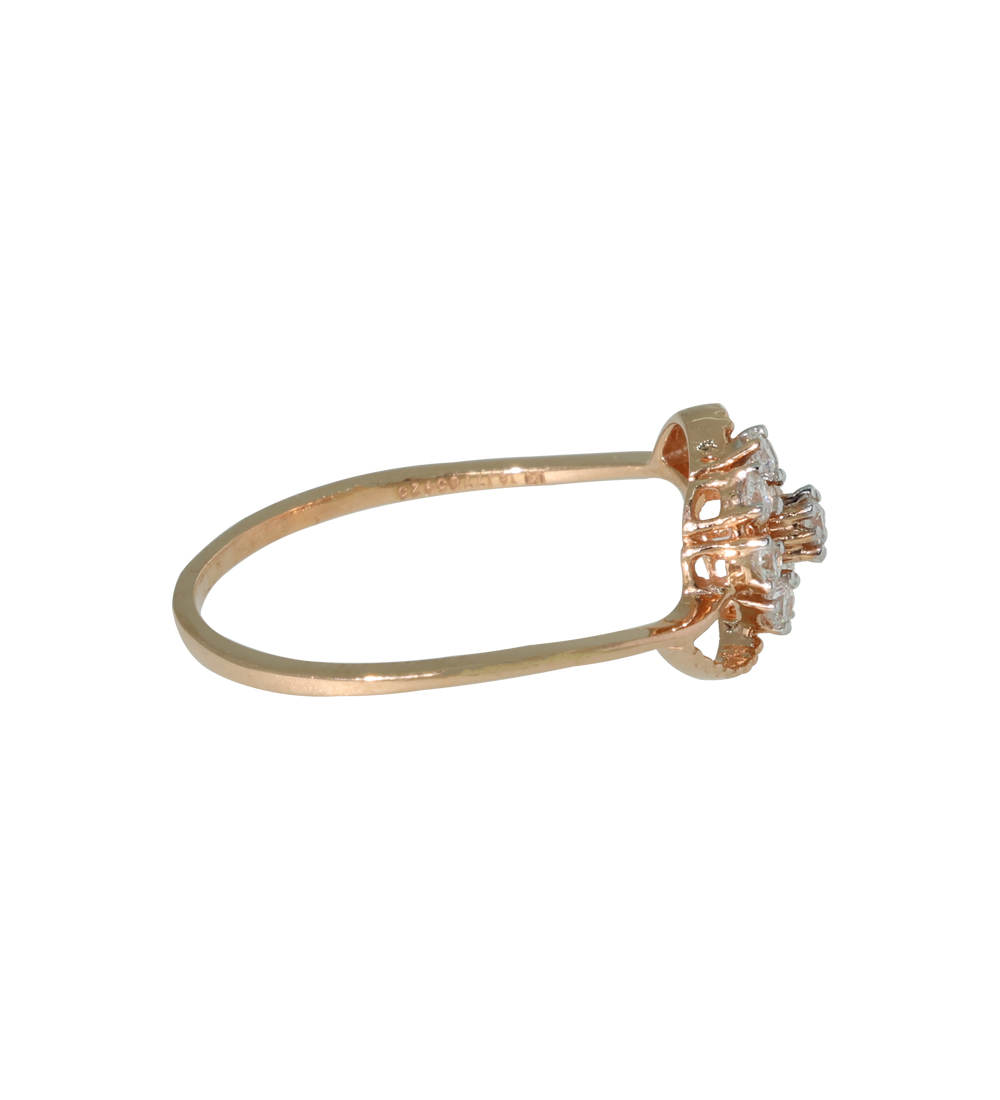 Floral Cluster Rose Gold Diamond Ring
