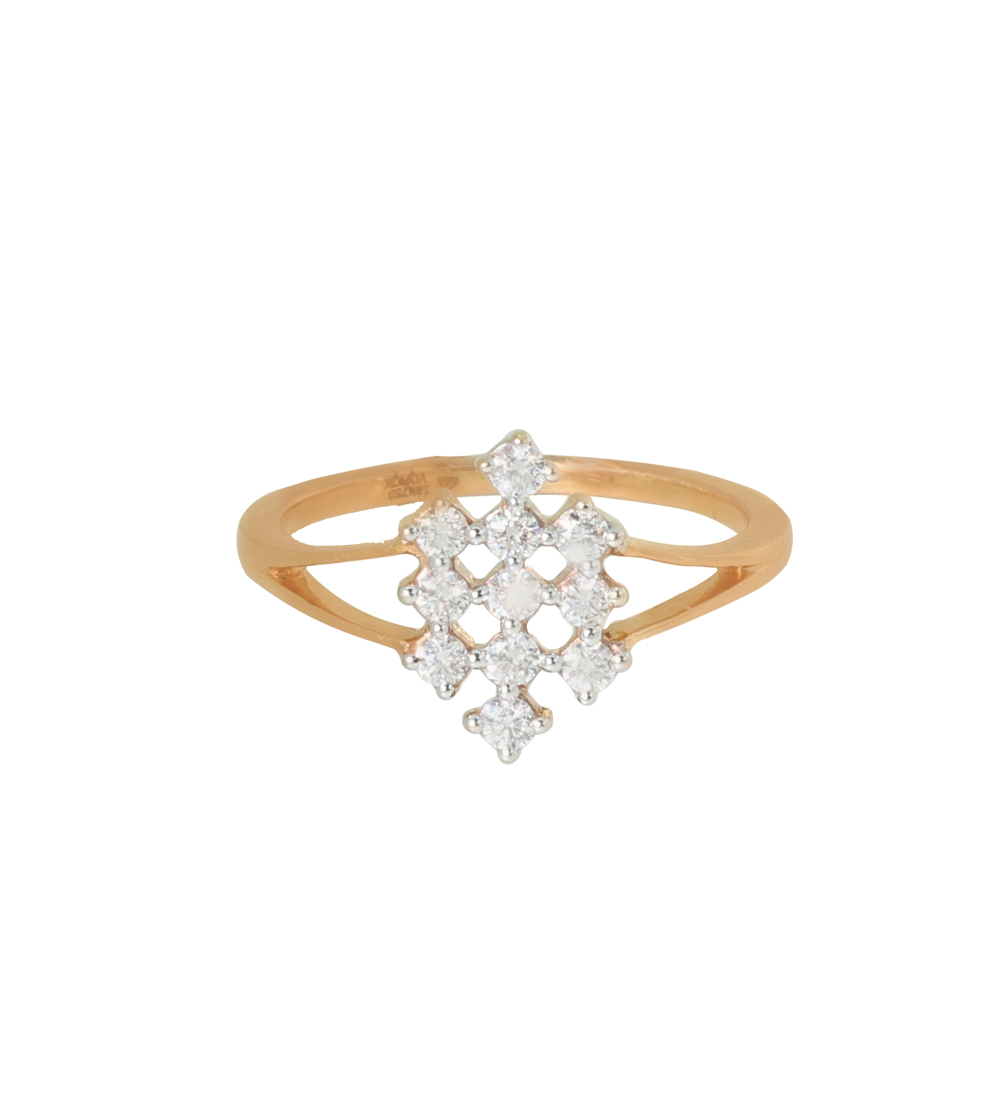 Geometric Cluster Rose Gold Diamond Ring