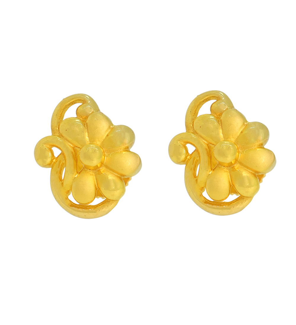 Floral Charm Gold Earrings
