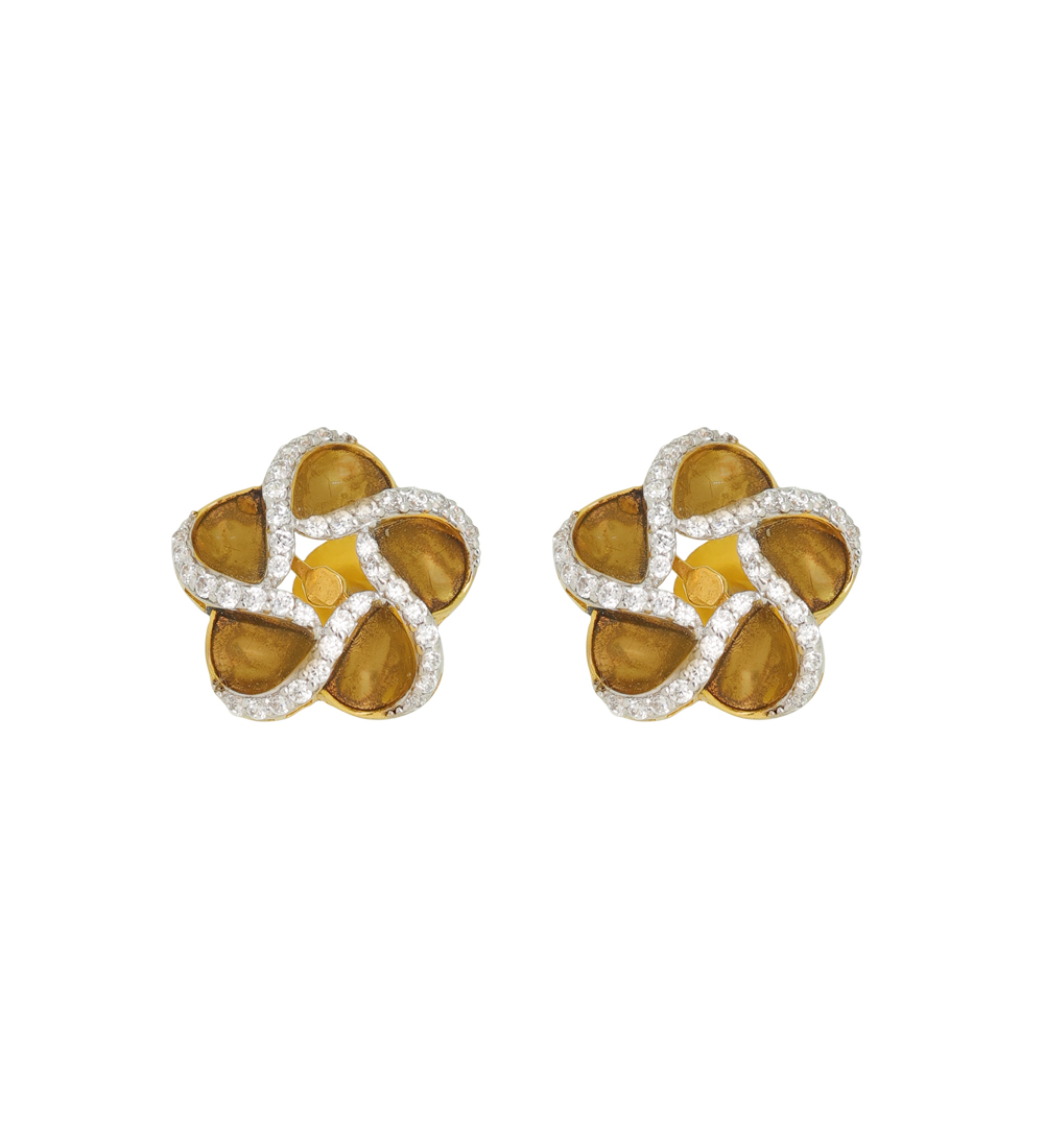 Graceful White Stone Gold Earrings
