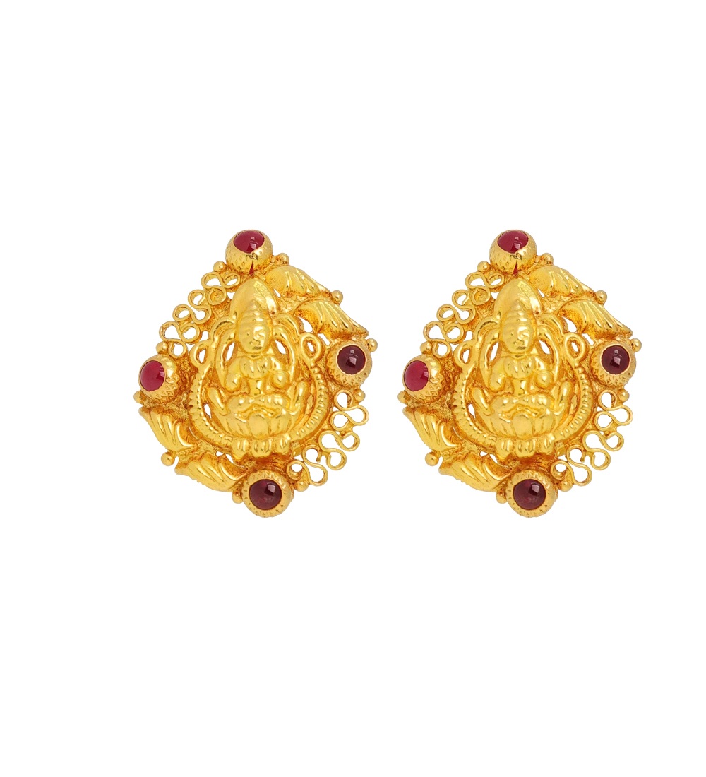 Handcrafted Antique Earrings with Ruby Accents