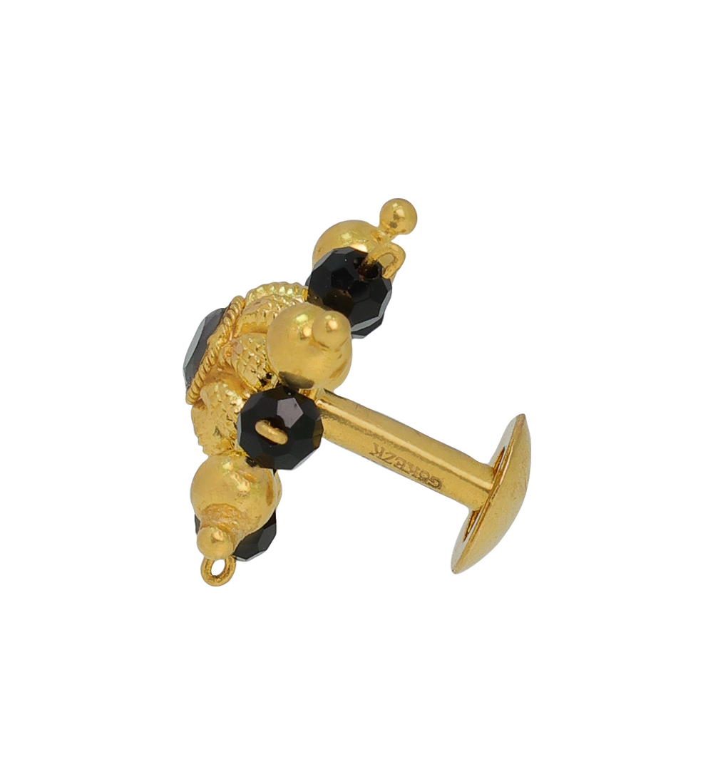 Handcrafted Gold Earrings with Black Beads