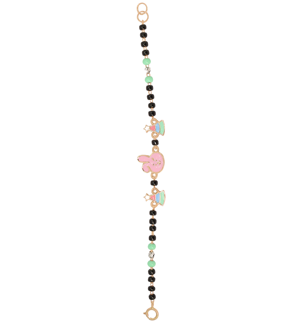Black Bead Baby 18K Gold Bracelet