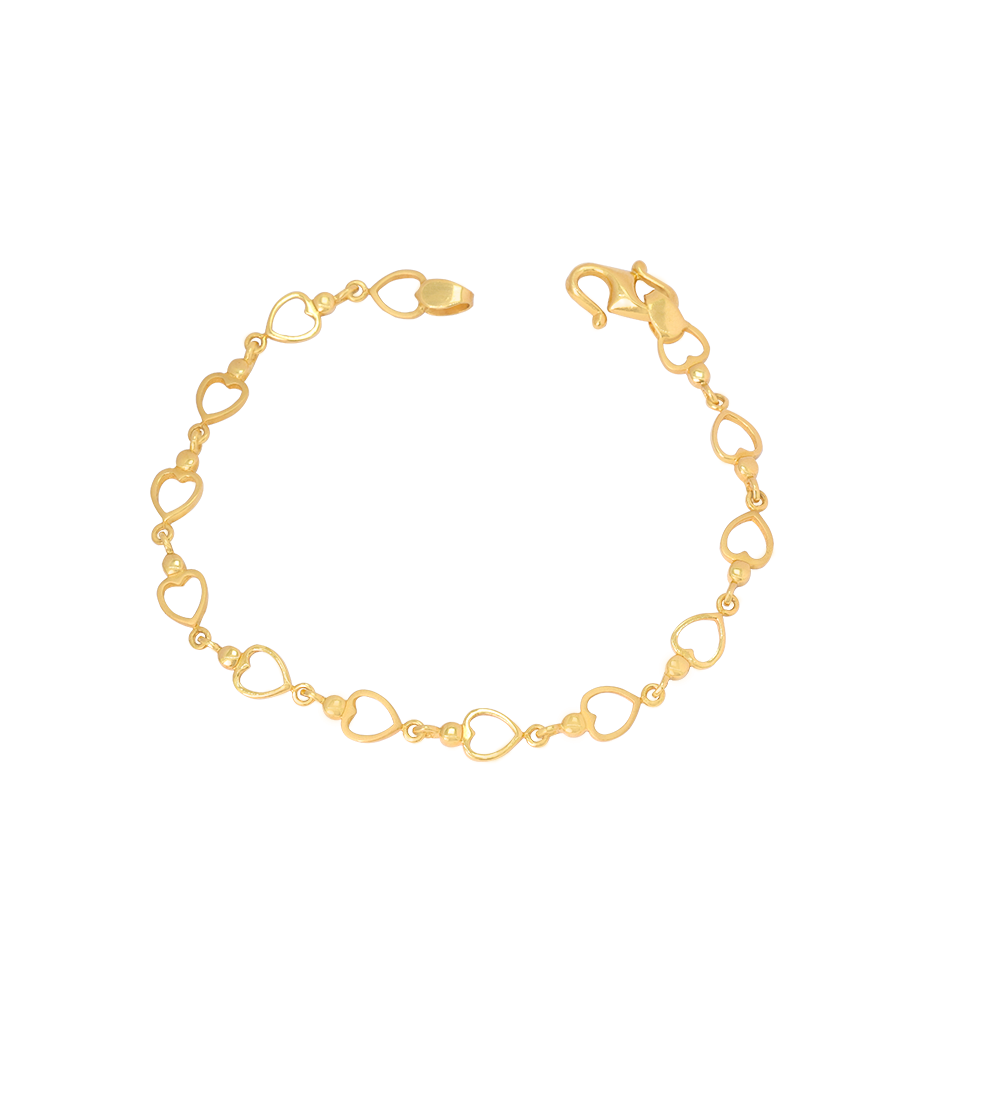 Heart Shape 22K Gold Bracelet