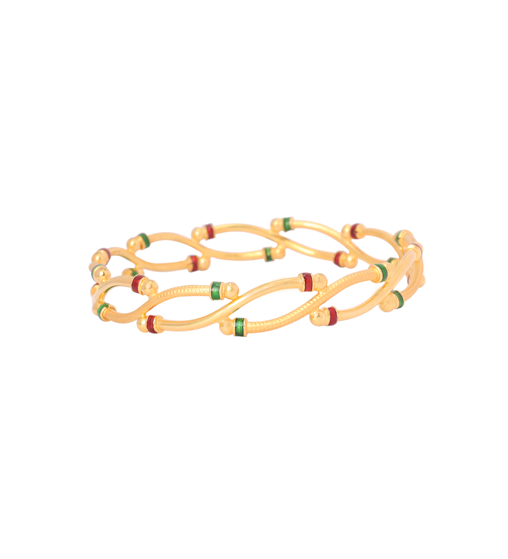 Enchanting Minakari Tube Gold Bangles