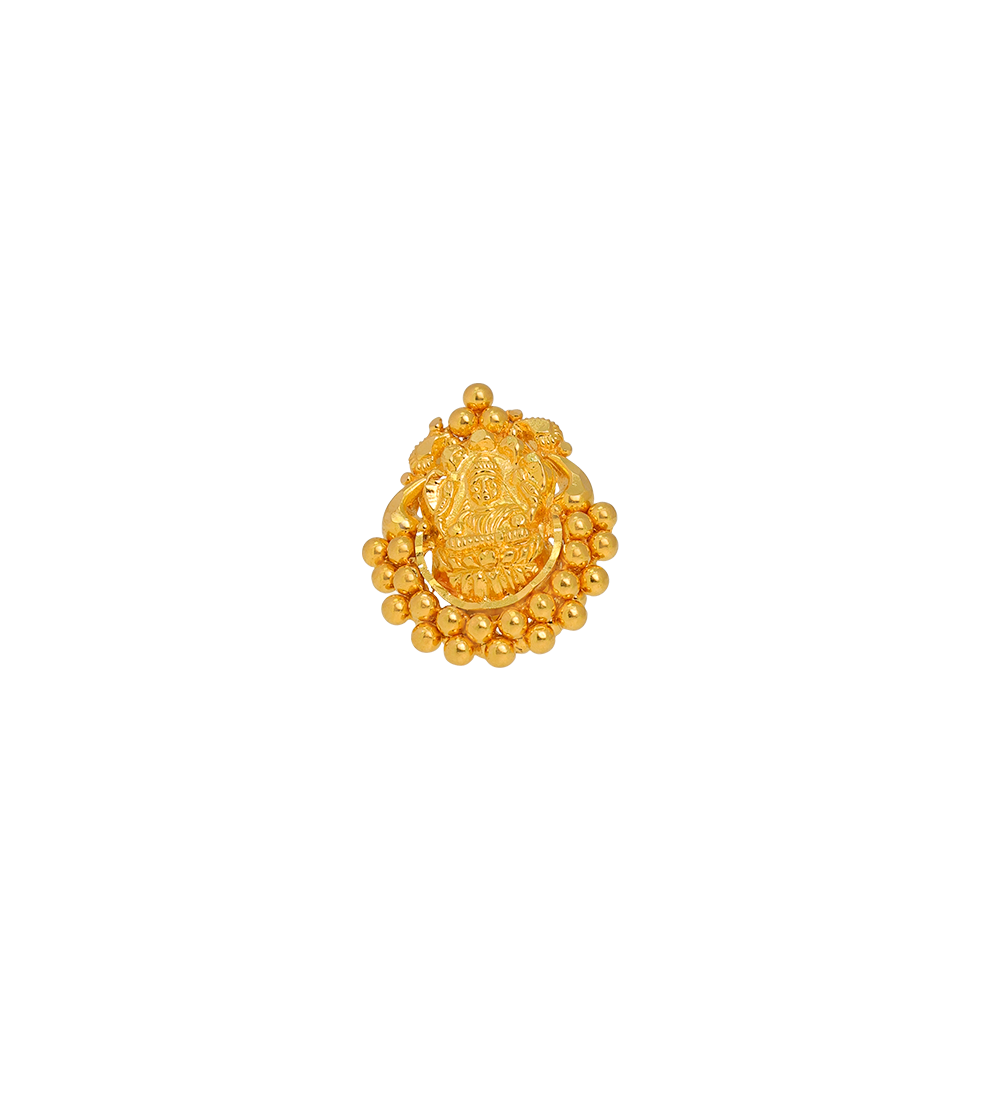 Traditional Goddess Motif Gold Earrings