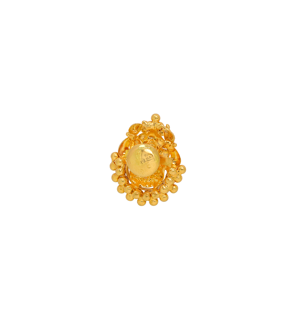 Traditional Goddess Motif Gold Earrings