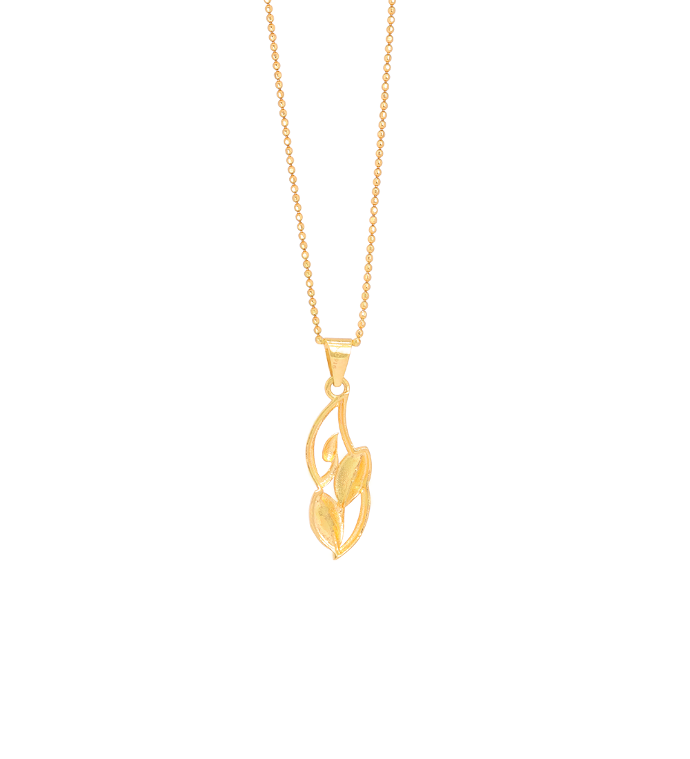 Leaf Motif Matte Finish Gold Pendant (Pendent Only)