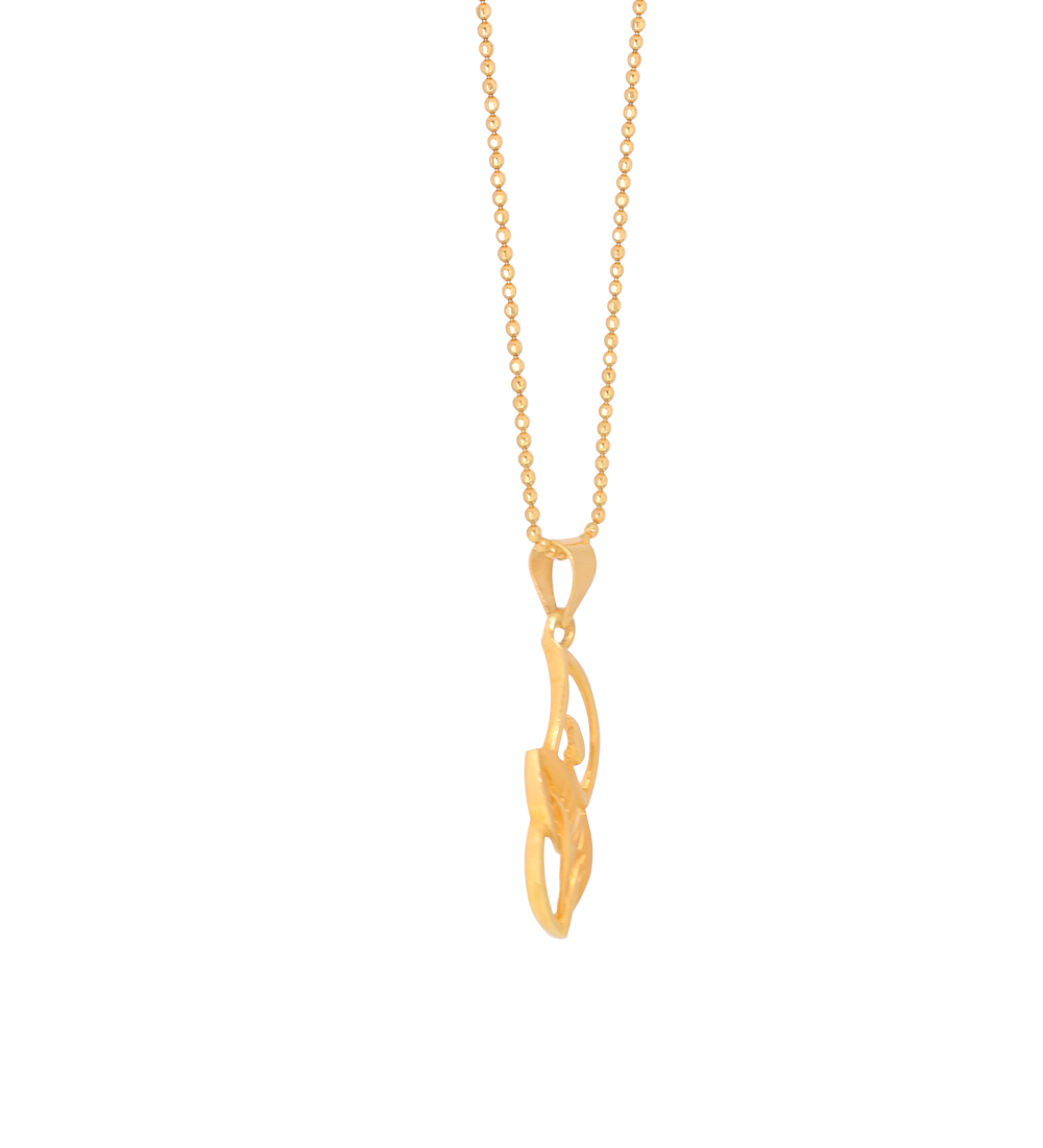 Leaf Motif Matte Finish Gold Pendant (Pendent Only)