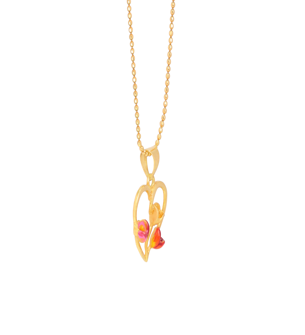 Enamel Finish Heart Gold Pendant (Pendent Only)