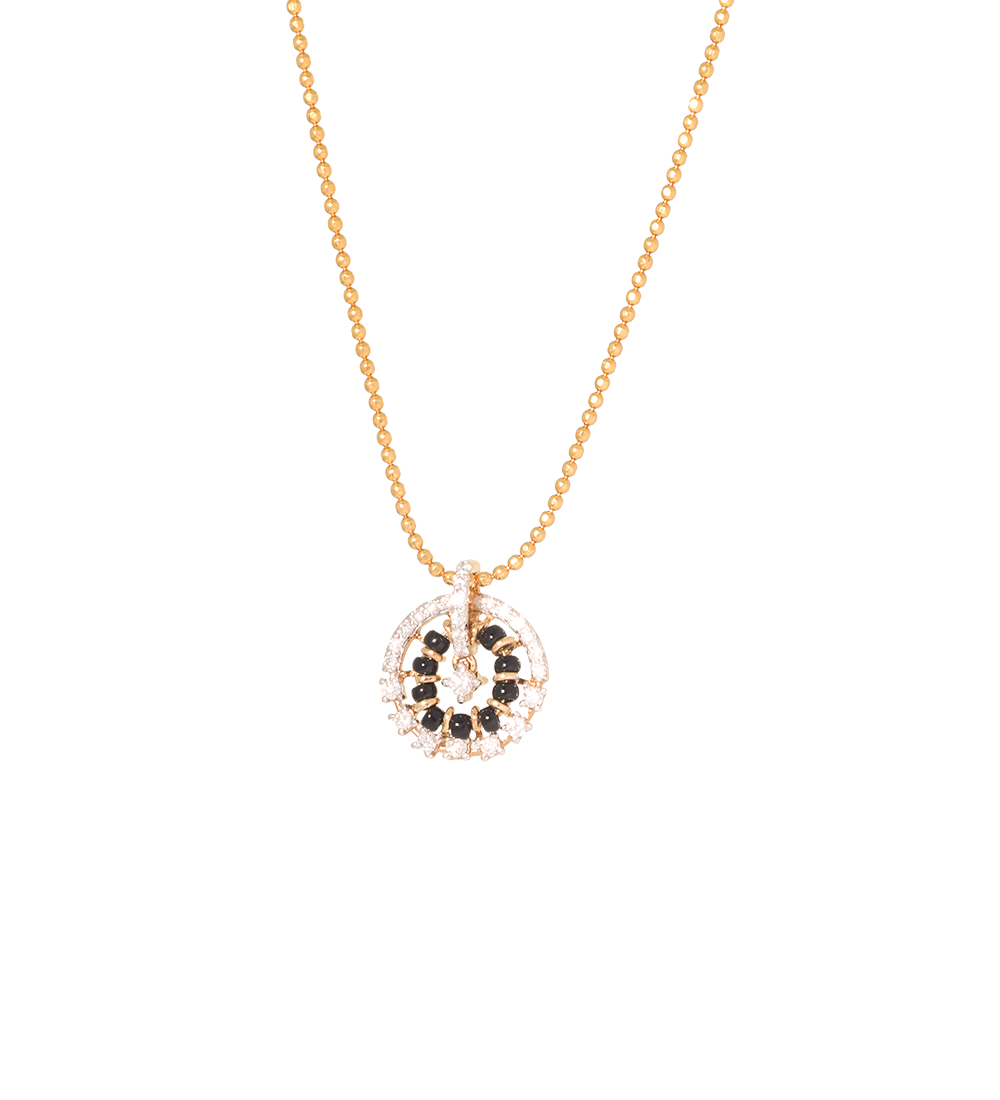 Elegant Black Bead Diamond Pendant in 18K (Pendent Only)