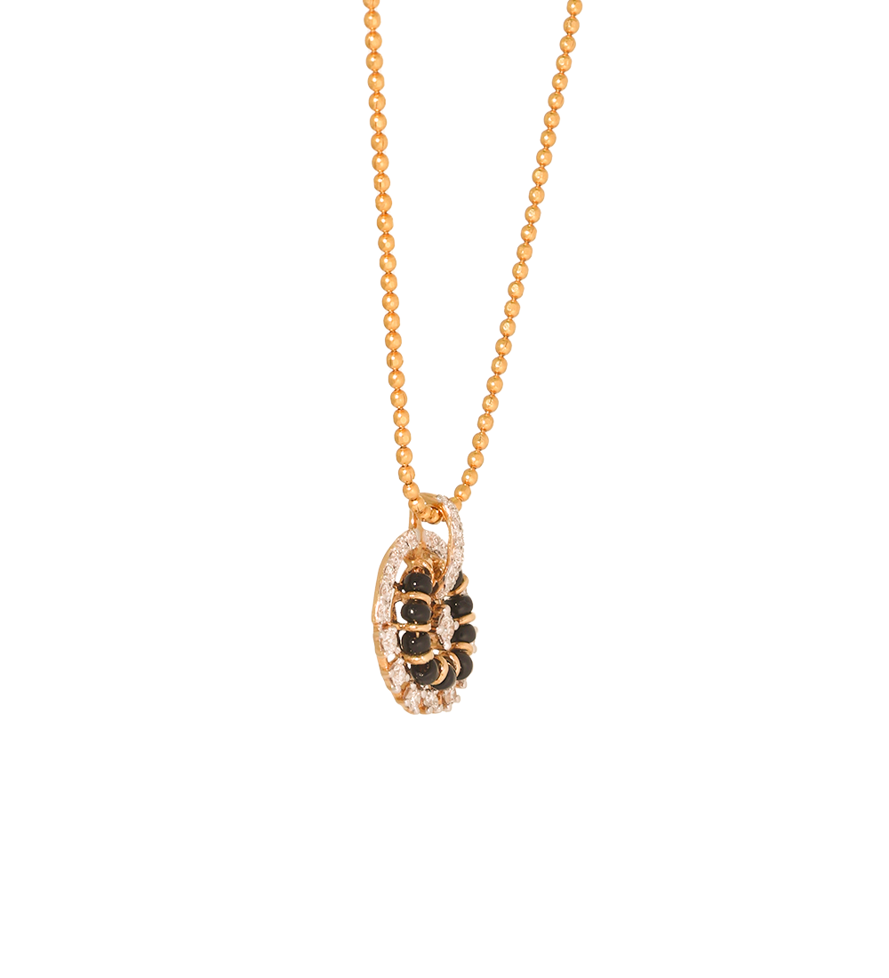 Elegant Black Bead Diamond Pendant in 18K (Pendent Only)