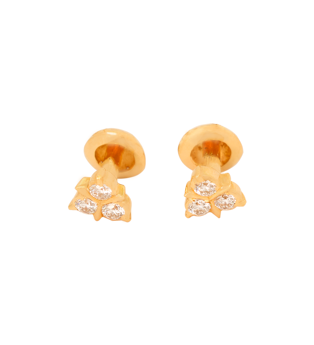 Elegant Floral Diamond Stud Earrings