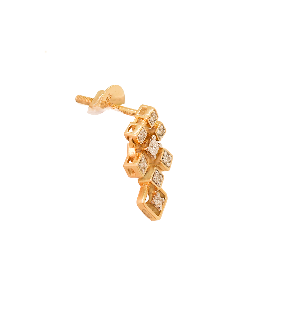 Golden Cascade Diamond Dangling Earrings