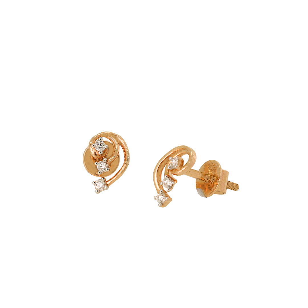 Seren Swirl 18K Rose Gold Diamond Earrings