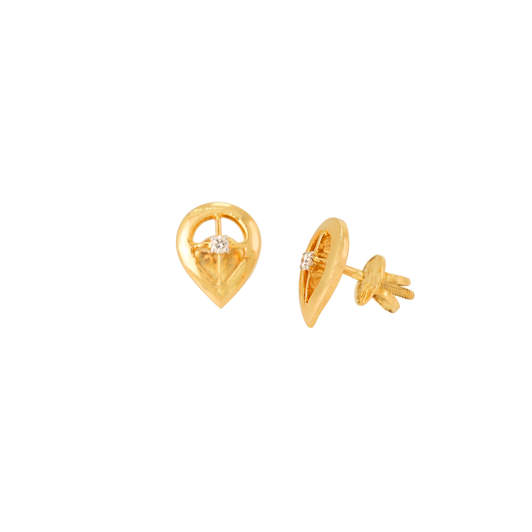 Teardrop Charm 18K Yellow Gold Diamond Earrings