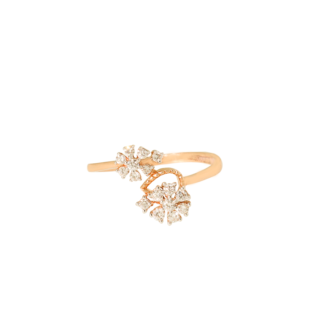 Floral Elegance 18K Rose Gold Diamond Ring