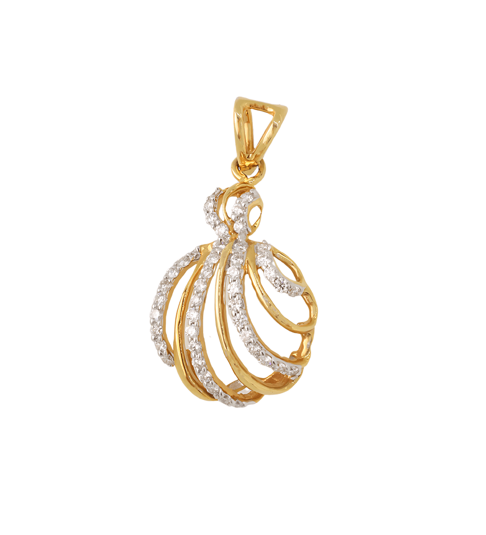 Fancy & Golden Swirl Diamond Pendant & Earring Combo Set