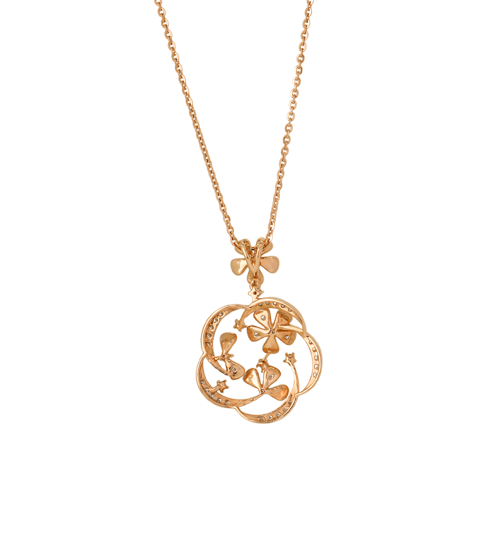 Fancy Floral Diamond Pendant & Earring Combo Set