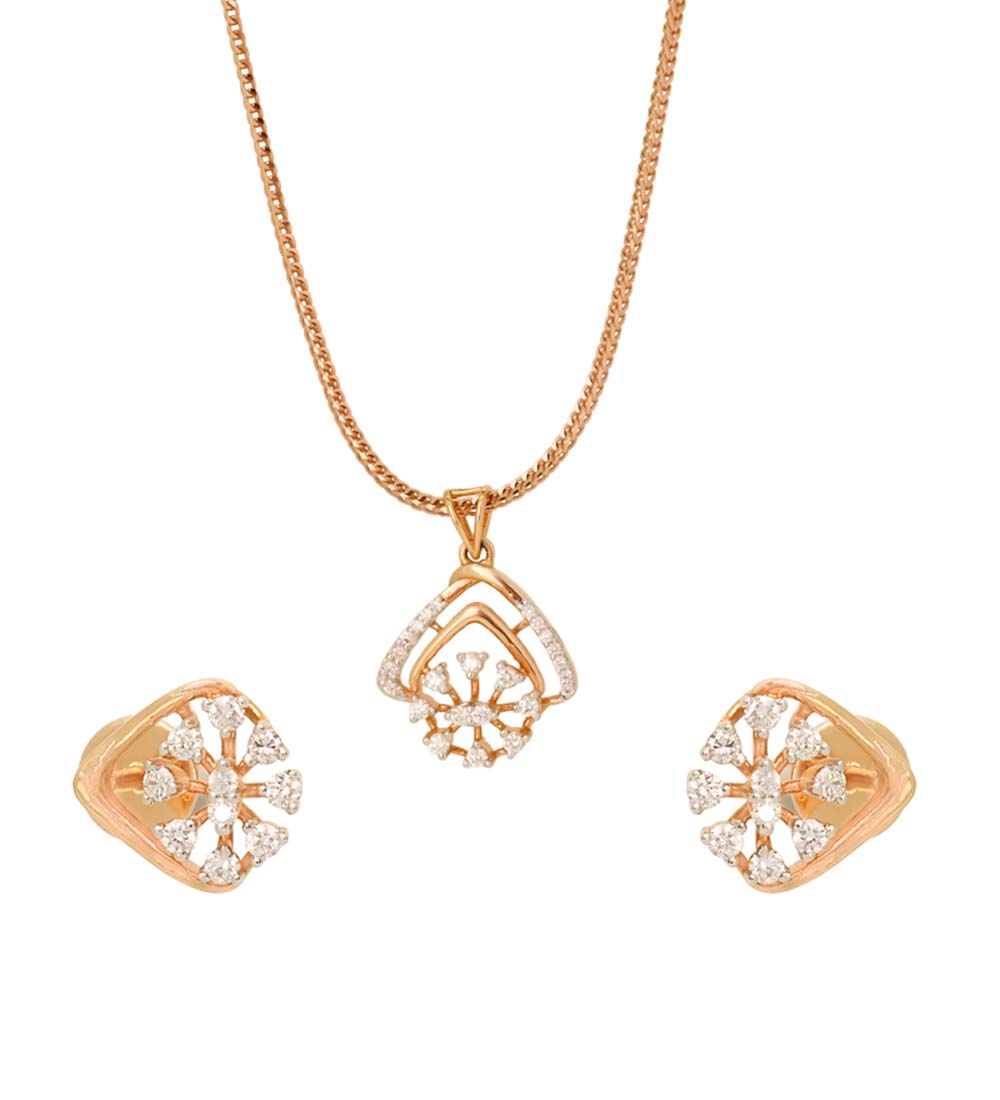 Fancy Geometric Floral Diamond Pendant & Radiance Earrings Combo