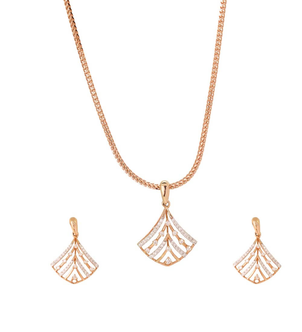 Radiant Wave Diamond Pendant & Earrings Set