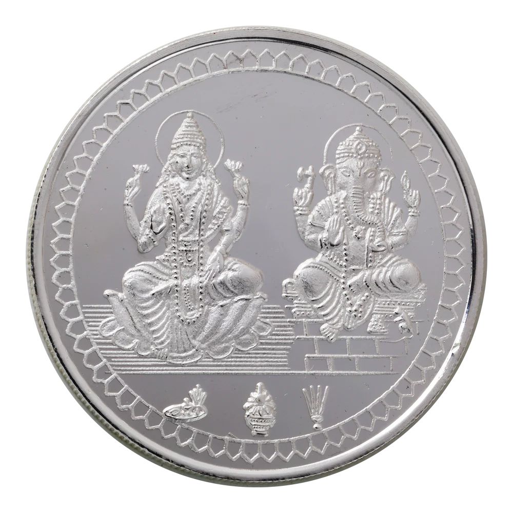 100 Gram 999 Fine Silver Lakshmi Ganesh Coin