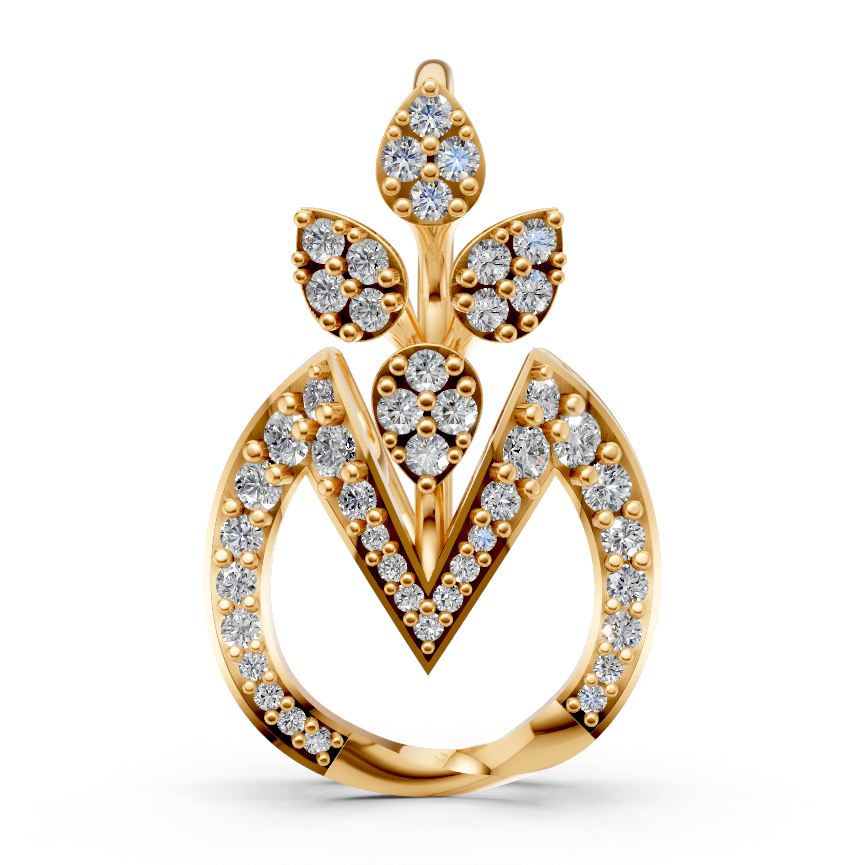 Elegant Diamond Leaf Gold Pendant
