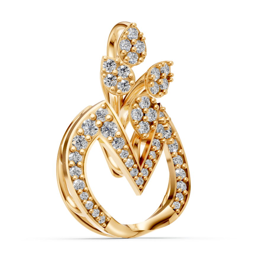 Elegant Diamond Leaf Gold Pendant