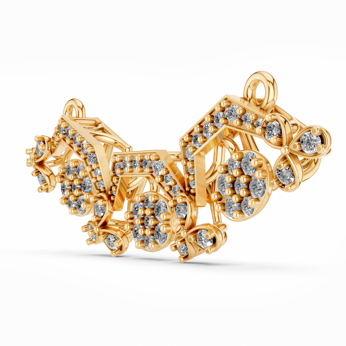 Floral Circle Diamond Gold Pendant
