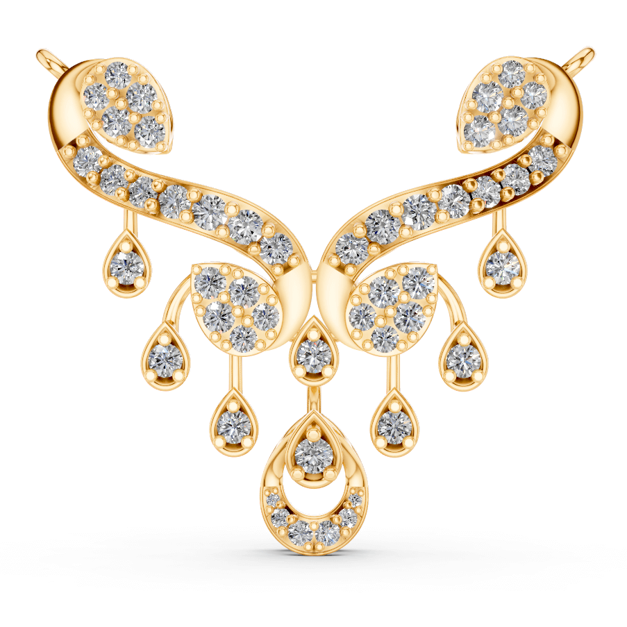 Graceful Diamond Drop Gold Pendant