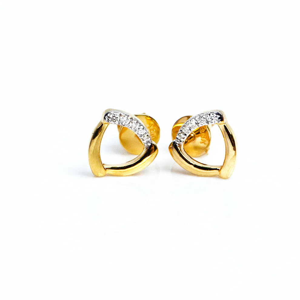 Aurielle Diamond Twist Gold Stud Earrings