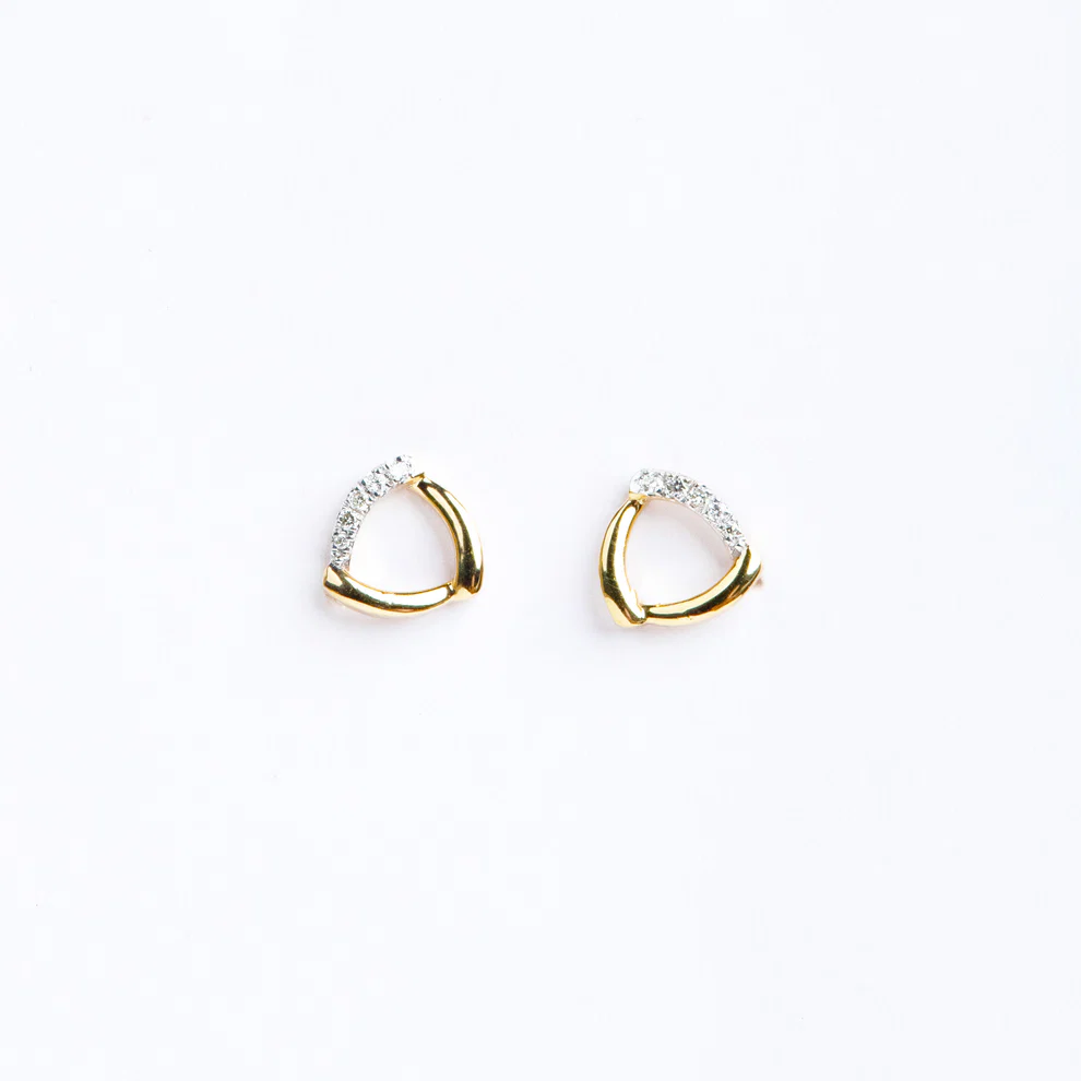 Aurielle Diamond Twist Gold Stud Earrings