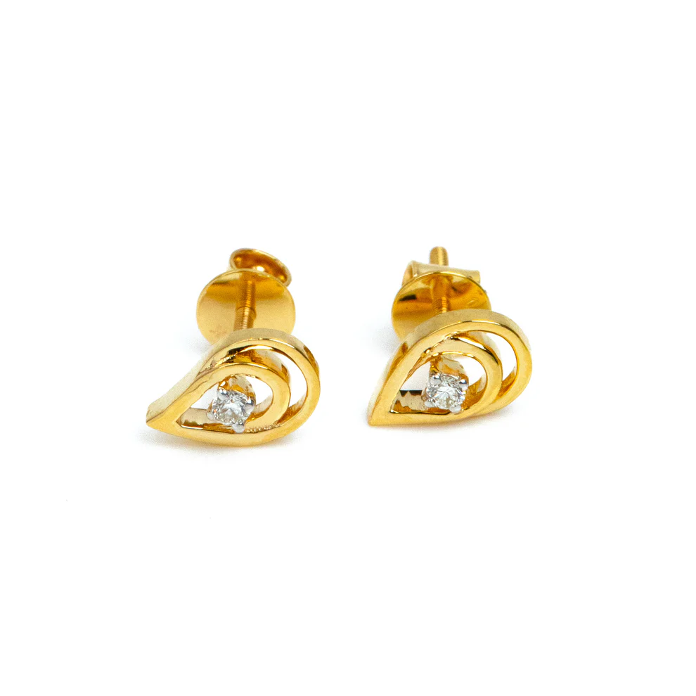 Gold Diamond Teardrop Studs