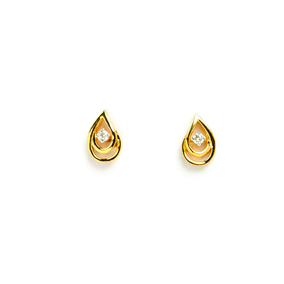 Gold Diamond Teardrop Studs