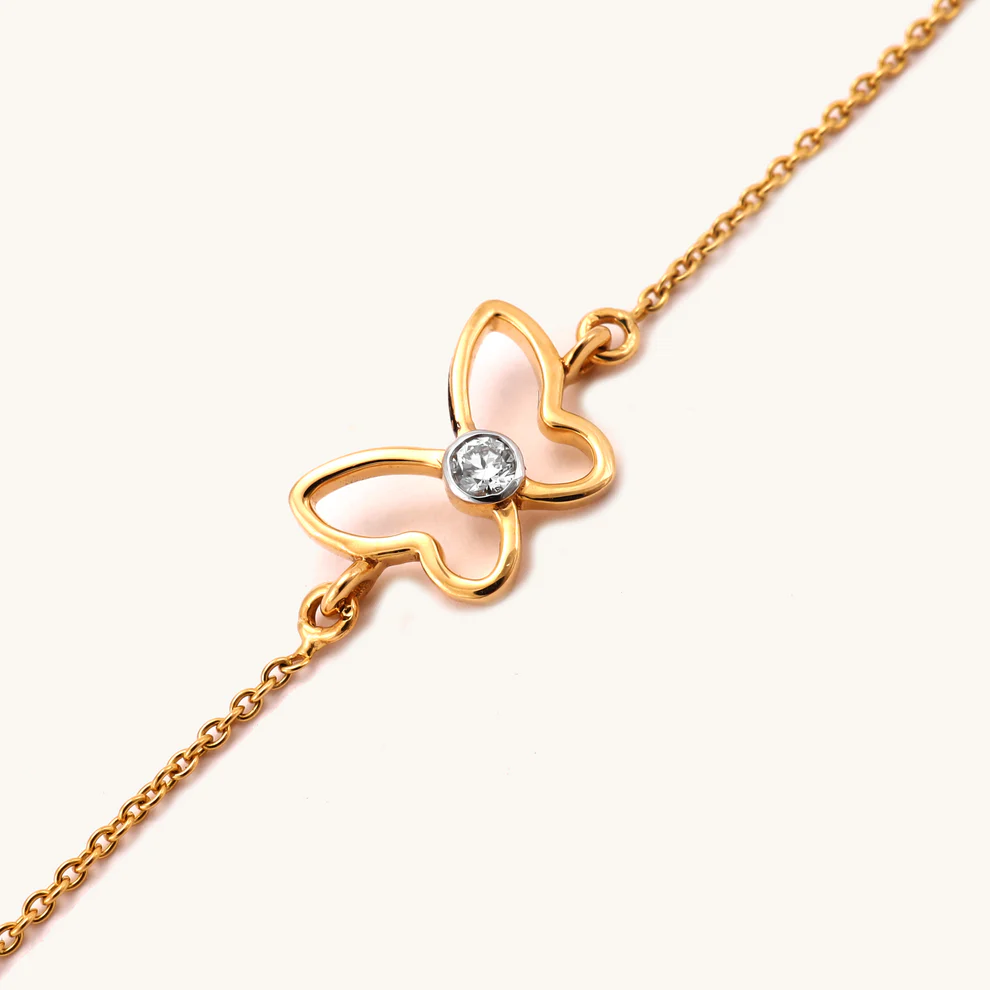 Gold Butterfly Diamond Chain Bracelet