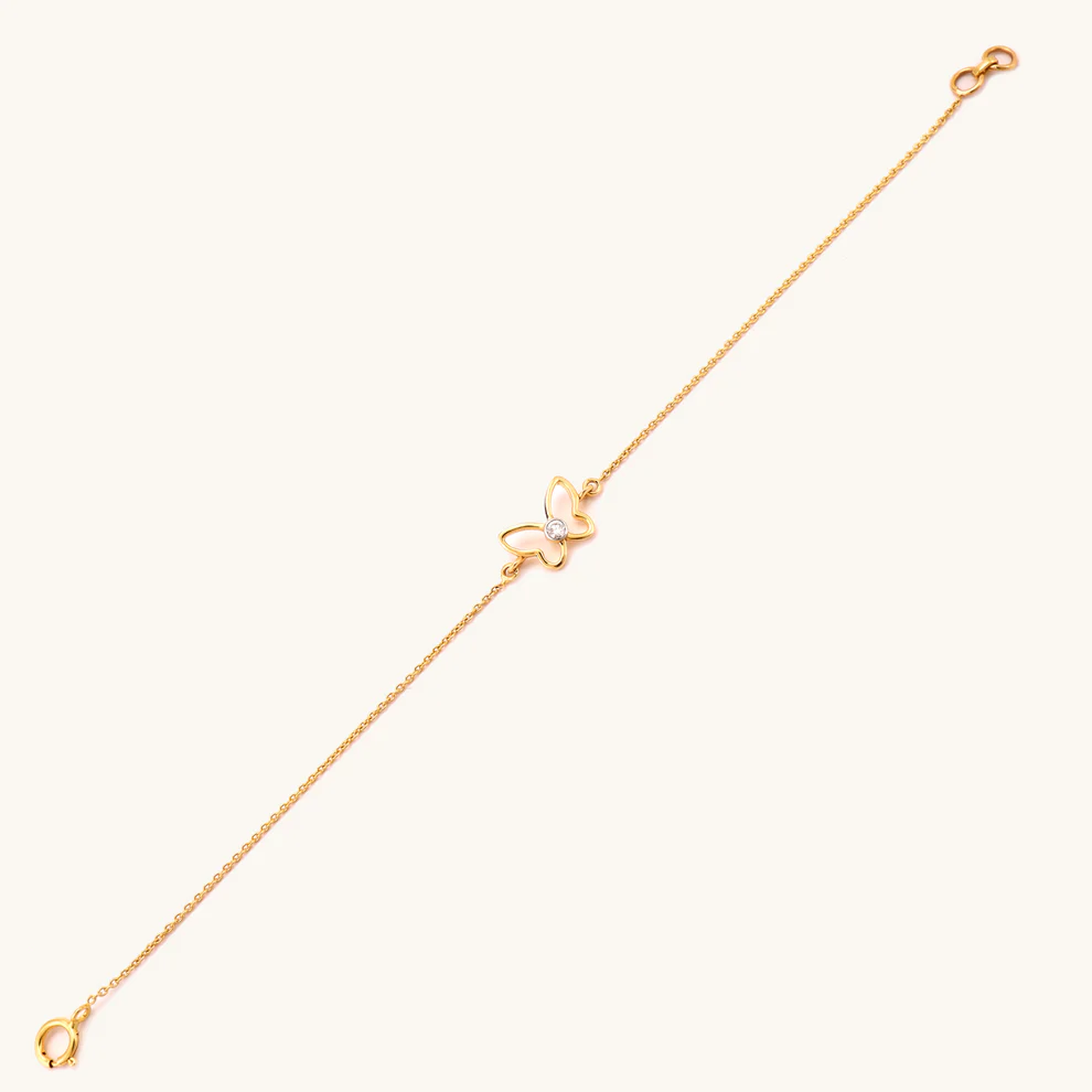 Gold Butterfly Diamond Chain Bracelet