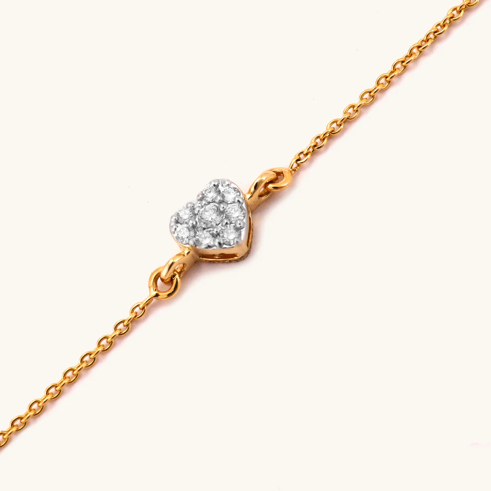 Gold Diamond Heart Chain Bracelet