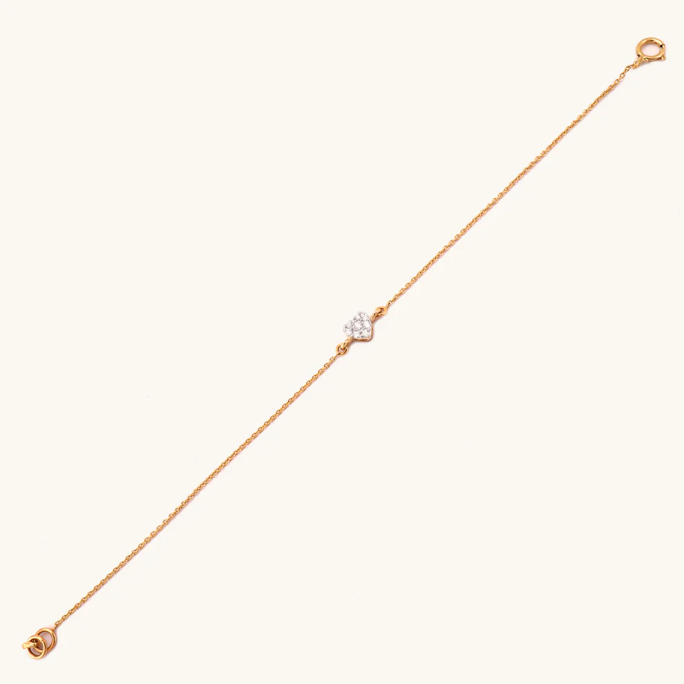 Gold Diamond Heart Chain Bracelet