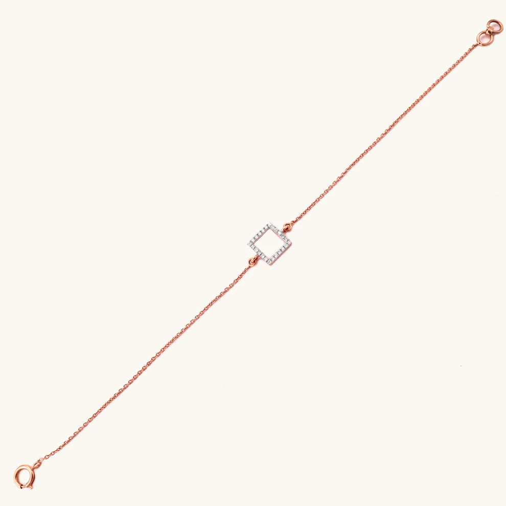 Rose Gold Diamond Square Chain Bracelet