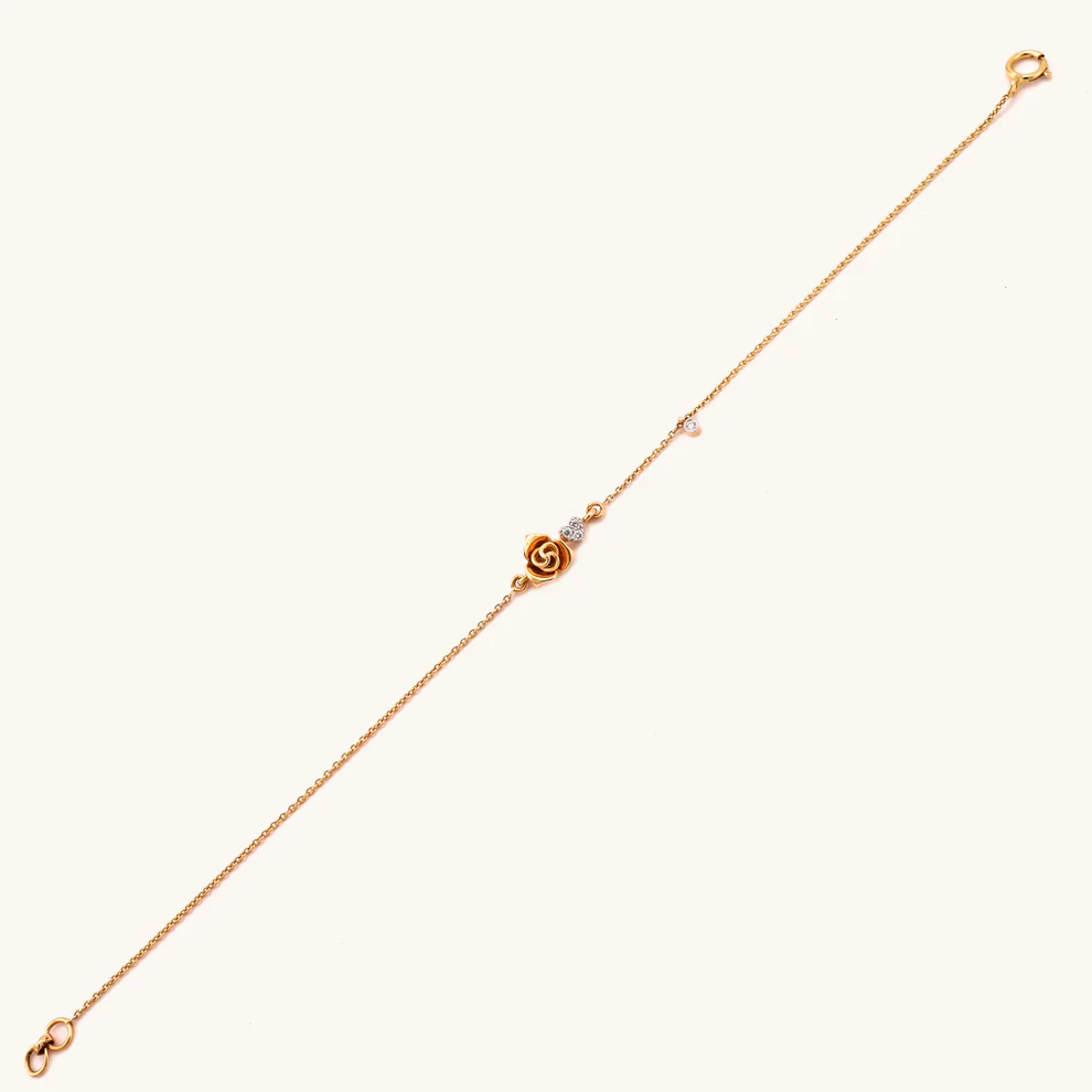 Gold Rose Diamond Chain Bracelet