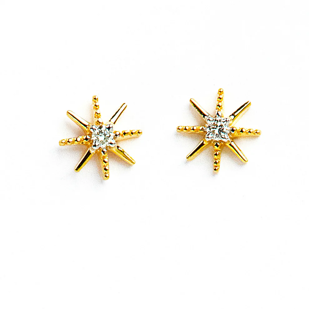 Golden Celestial Spark Starburst Stud Earrings