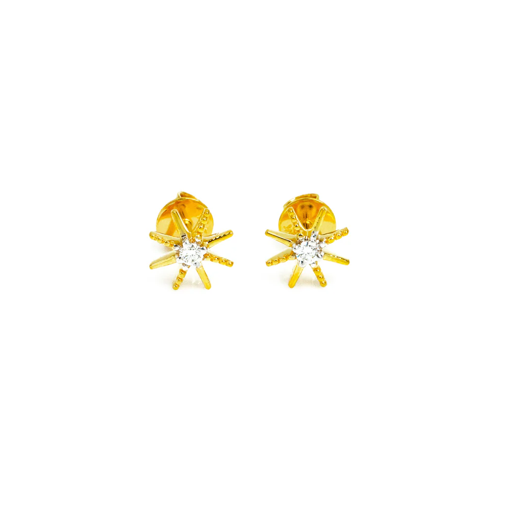 Golden Celestial Spark Starburst Stud Earrings