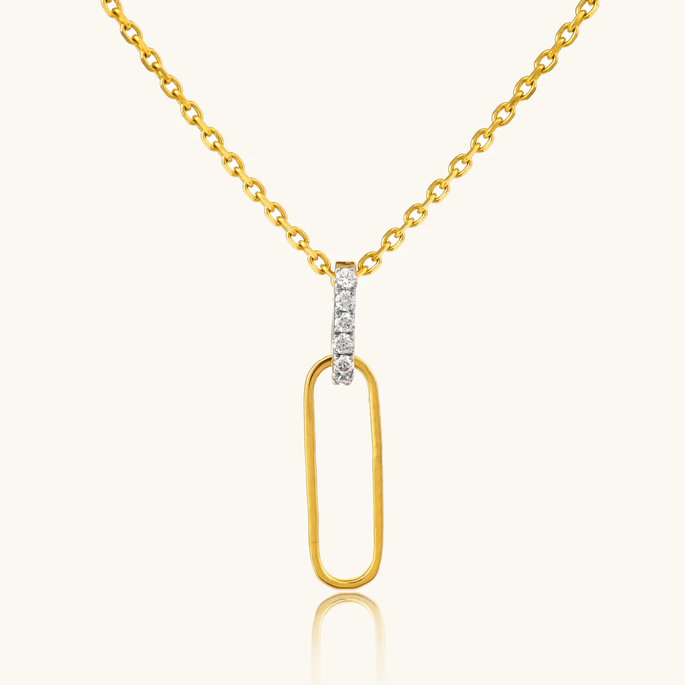Modern Oval Diamond Link Pendant
