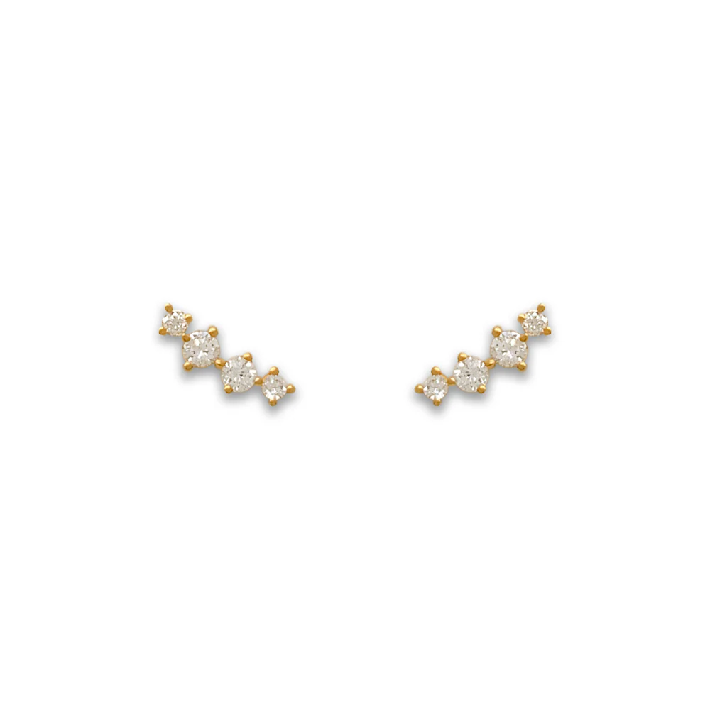 Celeste Spark Diamond Curve Stud Earrings