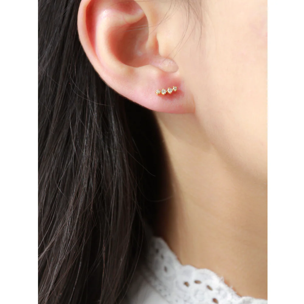 Celeste Spark Diamond Curve Stud Earrings
